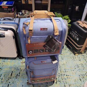 LONDON FOG UNDER SEAT & CARRY ON TRAVEL LUGGAGE 16” & 21" - 2 BAGS
